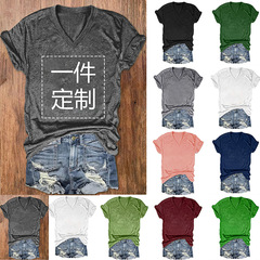 欧米の国境を越えた対外貿易独立駅アマゾンは底板vネックtシャツの女性来図設計を注文した