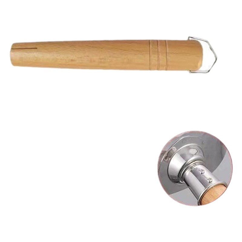 Wooden handle snow pan handle anti-scalding non-slip stainless steel handle Japanese milk pan handle soup pot replacement wooden handle