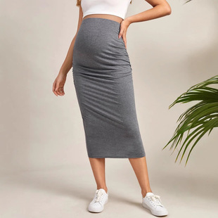 Maternity skirt. Solid Color Waist Maternity Skirt
