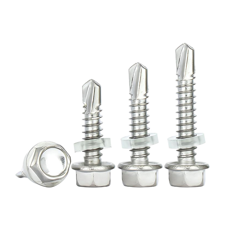 Tornillos autoperforantes hexagonales con cabeza plana