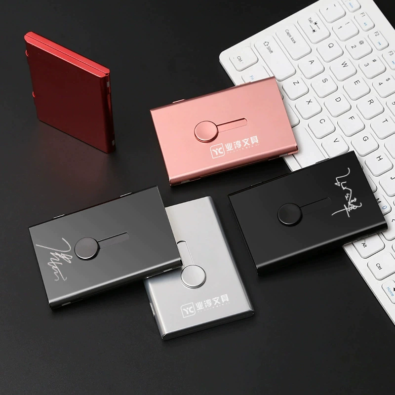 Держатель для визитных карточек, мужской Портативный Женский Футляр для карт, ультратонкий Автоматический Металлический футляр для карт из нержавеющей стали