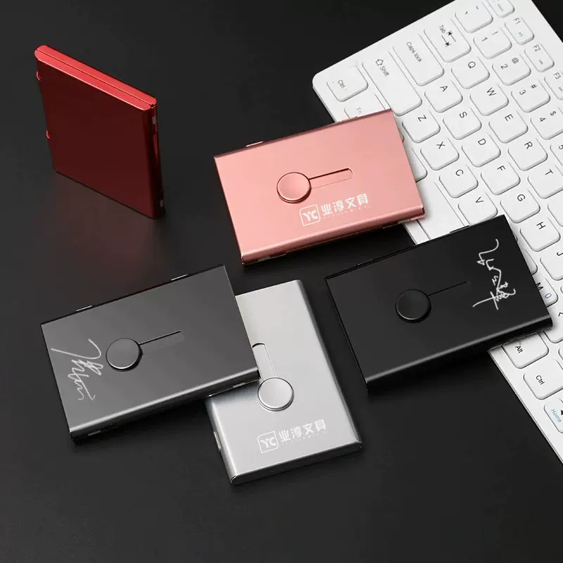 名片夹商务男士便携式随身女名片盒超薄自动卡片金属不锈钢名片盒