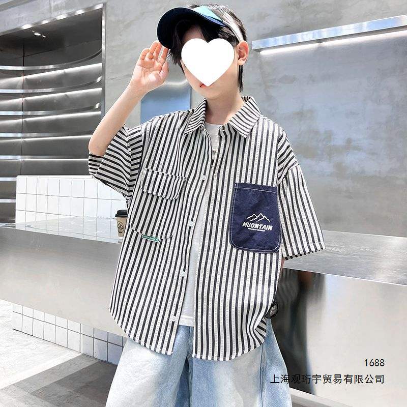 2026 New Summer Shirt for Boys - Casual Jacket for Medium and Large Children - Cool and Stylish Short-Sleeved Style for Boys - Trendy and Popular Online