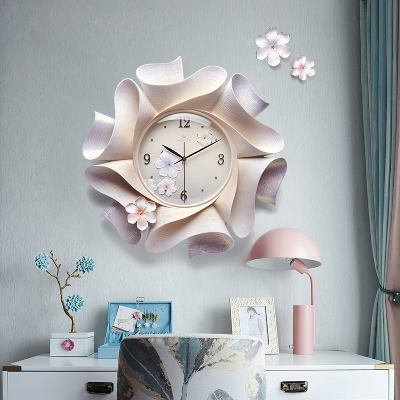 Fu Diao decoración del hogar Reloj de pared creativo DIY Reloj de pared pintado a mano puro Reloj de pared Amazon productos de comercio electrónico transfronterizo ver al por mayor