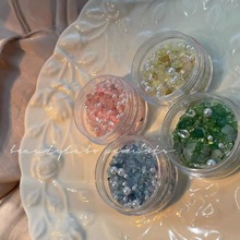 蝴蝶美甲钻珍珠玉石混合素材jj饰品水晶碎石不规则草莓晶石速卖通