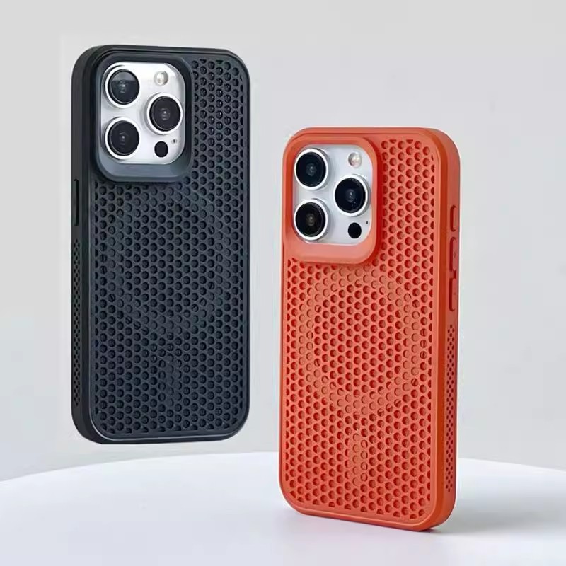 夏季适用苹果16promax手机壳蜂蜜透气散热网磁吸iPhone15硅胶护套