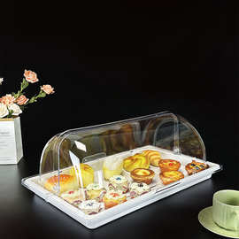 27IK密胺托盘水果面包展示盘欧式商用长方形带透明盖罩面包蛋糕点