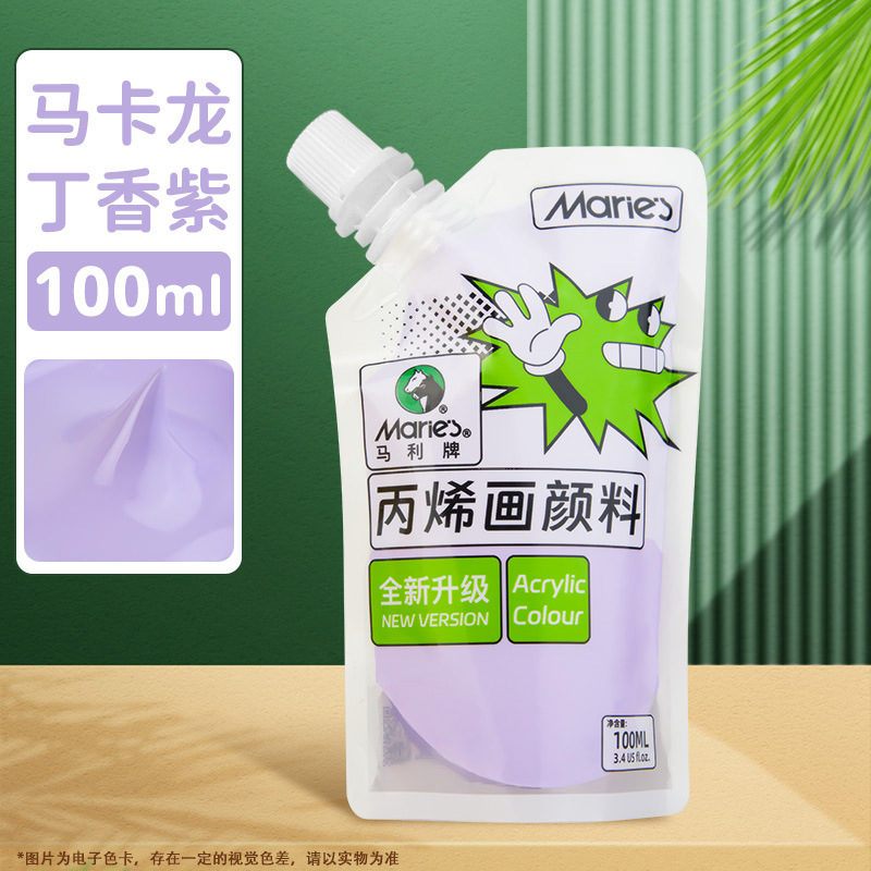 Pintura acrílica Marley en bolsa, paquete de recarga de 100 ml, juego de acrílico sin formaldehído para estudiantes de arte, graffiti, resistente al agua