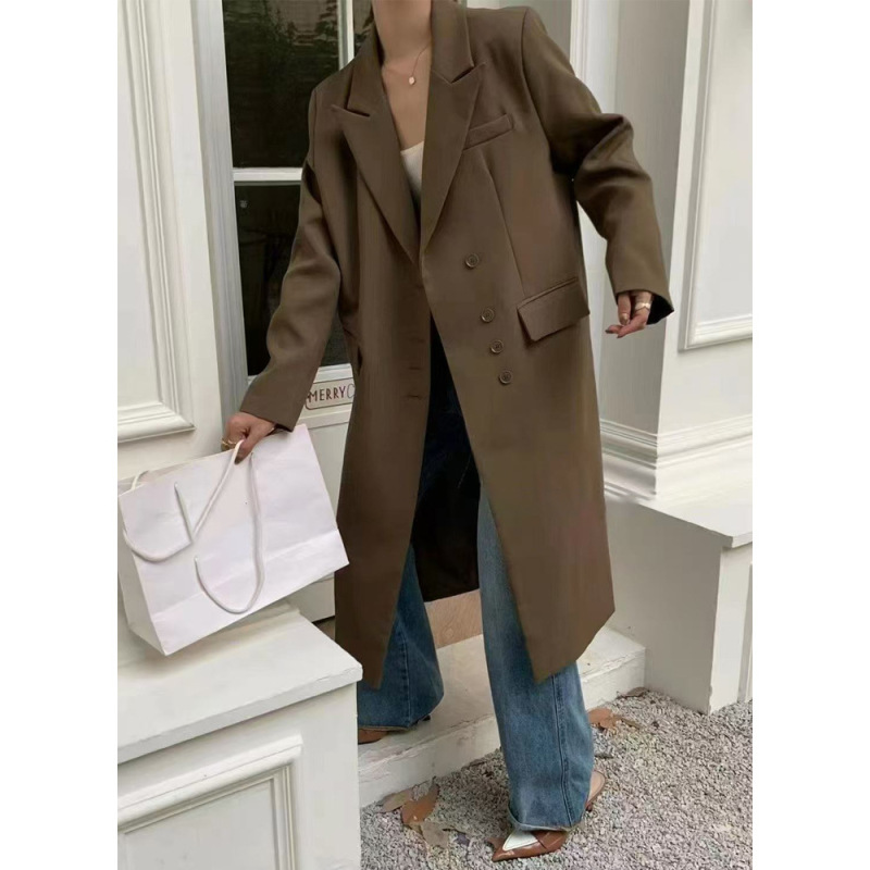 Retro High-End Long Suit Jacket for Women, Loose and Slim, Elegant, Over-The-Knee Casual Outwear Suit for Autumn and Winter Retro High-End Long Suit Jacket for Women, Loose and Slim, Elegant, Over-The-Knee Casual Outwear Suit for Autumn and Winter