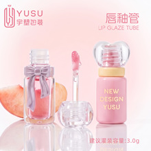 透明心型唇釉分装瓶蝴蝶结唇蜜唇油管唇彩液体口红彩妆化妆品包材