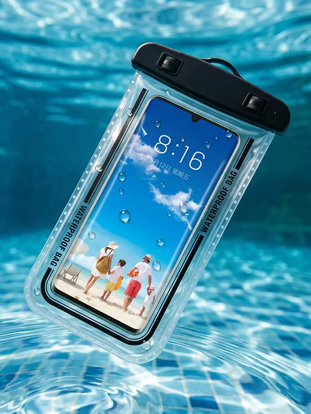 Waterproof phone pouch for swimming, outdoor running, fitness, touch screen compatible phone bag, neck-hanging, unisex, suitable for diving and rafting