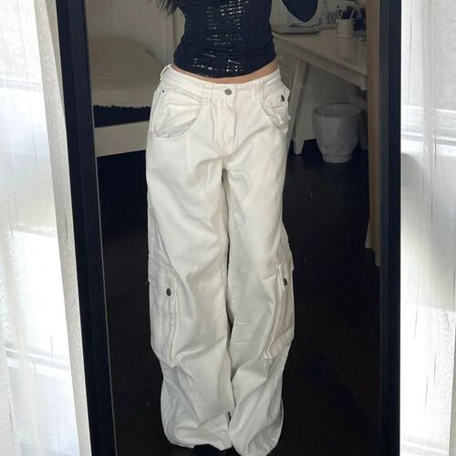 American-style spicy girl workwear jeans for women, new winter designs with a sense of style, loose high-waisted, slimming wide-leg floor-length pants