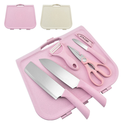 Outdoor picnic knife set multi-functional cutting board carry box fruit knife scissors camping road trip portable knives