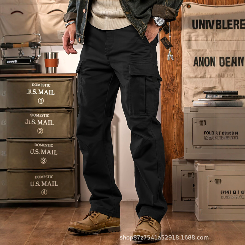 Young Men's European and American Style Oversized Cargo Pants Trendy Brand Cool Techwear Tactical Pants Straight-Leg Multi-Pocket Long Pants Cross-Border Hit Young Men's European and American Style Oversized Cargo Pants Trendy Brand Cool Techwear Tactical Pants Straight-Leg Multi-Pocket Long Pants Cross-Border Hit