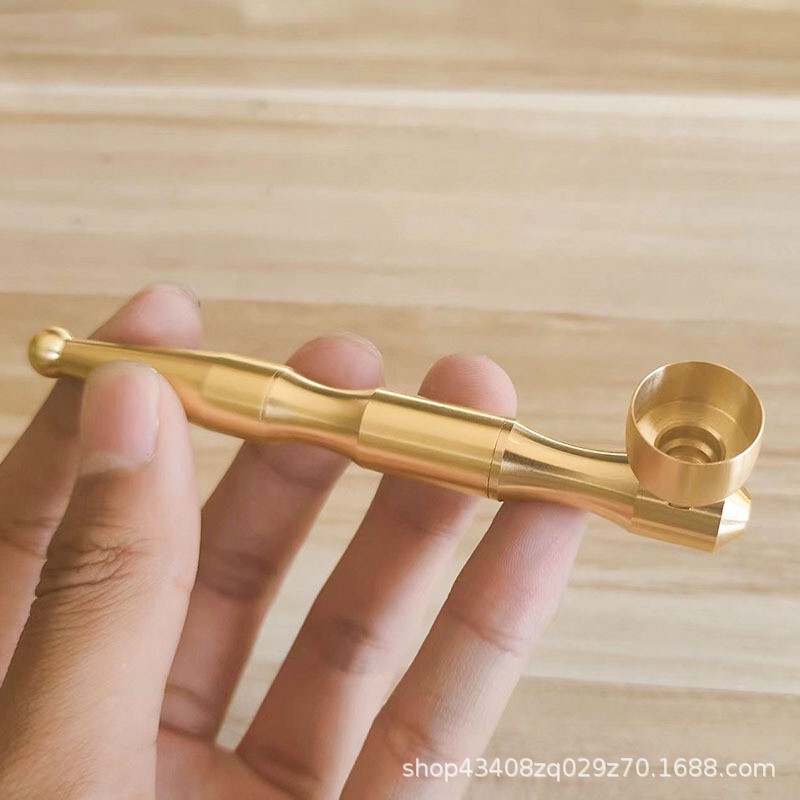Brass pipe short cigarette holder portable old-fashioned copper cigarette rod with filter core dry cigarette dual-purpose removable cleaning wholesale