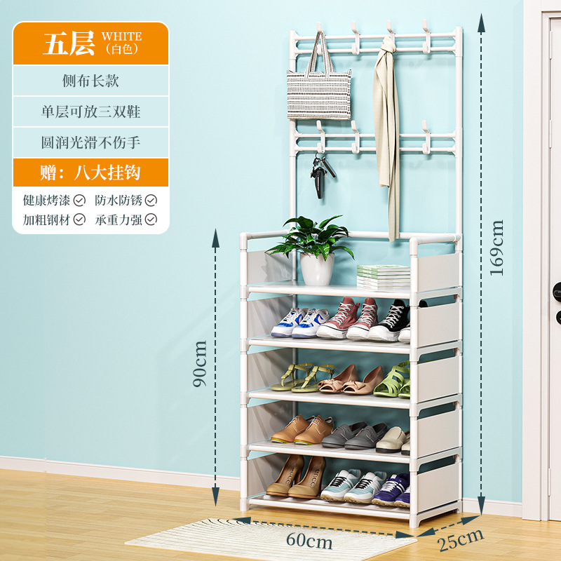 Multi-funcional zapatos y sombreros Integrado Rack simple puerta hogar zapatos rack de almacenamiento multi-capa a prueba de polvo dormitorio zapato gabinete perchero