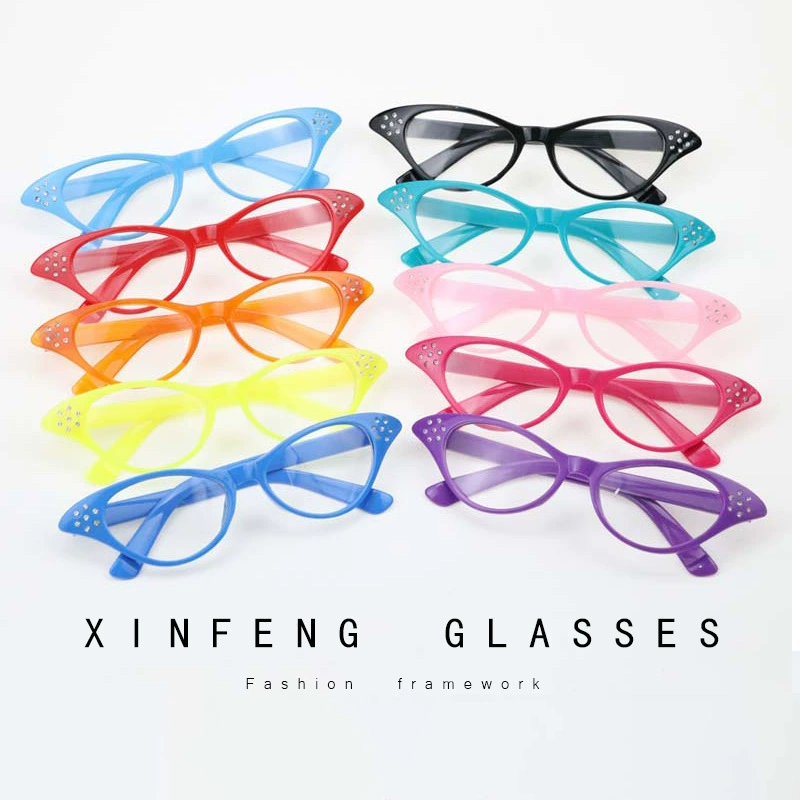 Большая распродажа 2025 оптом очки для взрослых и детей K-стиль мужские и женские ретро очки кошачий глаз декоративные плоские зеркальные с цветком сливы