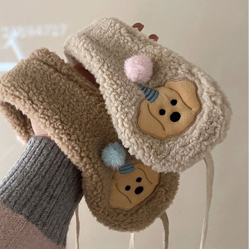 Hermosas nuevas orejas de peluche perros cálidos auriculares auriculares de invierno estudiantes montar a prueba de viento y frío protector de oídos