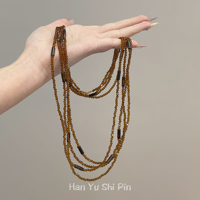 时尚显白安可拉红色水晶串珠多层叠戴项链小众简约设计可当手链用|undefined