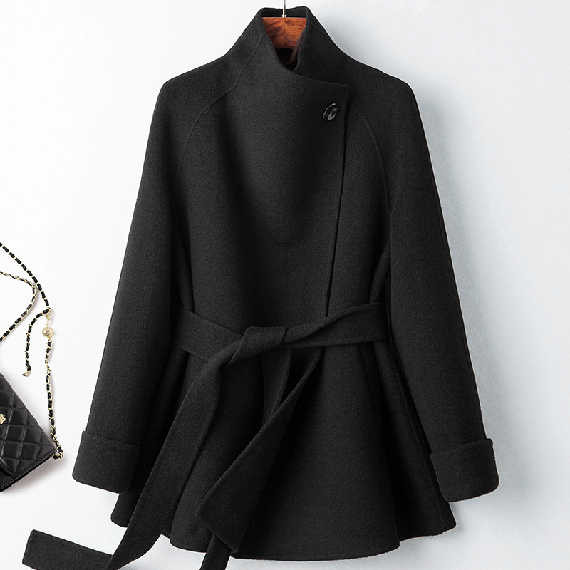 25秋冬新款赫本风双面羊毛大衣女中长款收腰毛呢外套小个子高级感