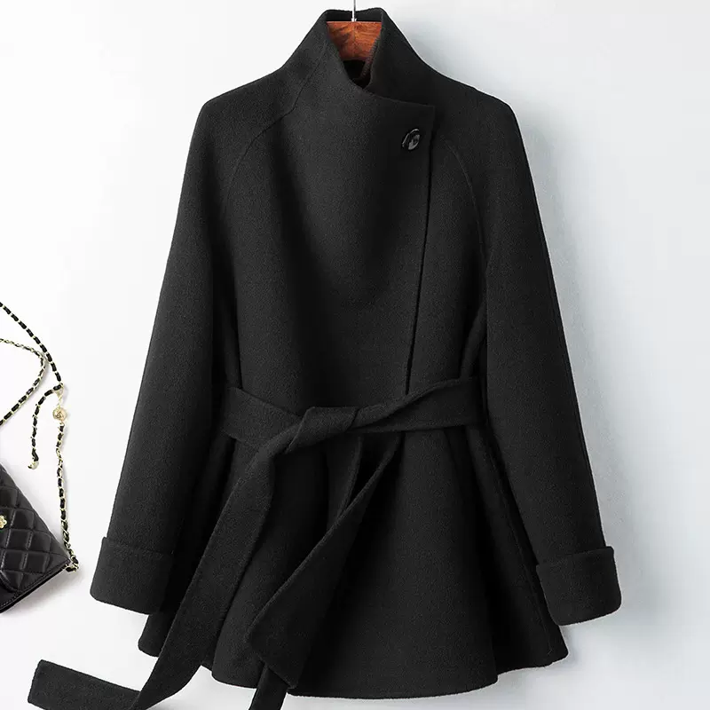 25秋冬新款赫本风双面羊毛大衣女中长款收腰毛呢外套小个子高级感