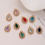 真三蓝AAA水滴圆形锆石铜镶时尚吊坠跨境贸易首饰项链DIY饰品配件