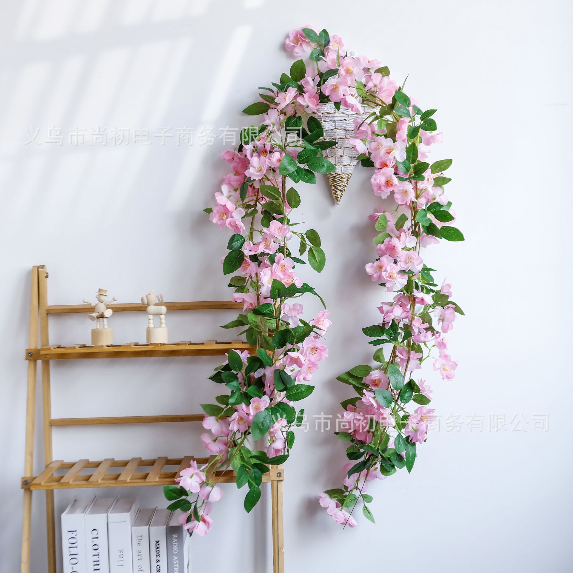 Simulación de flores de cerezo enredado tubería de aire acondicionado vid de sombra árbol de vid de flor de simulación decoración vid de flores falsas vid