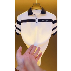 ポロシャツメンズ夏半袖 Tシャツラペル若者ライトビジネスカジュアル弾性トレンド韓国トップス紳士服