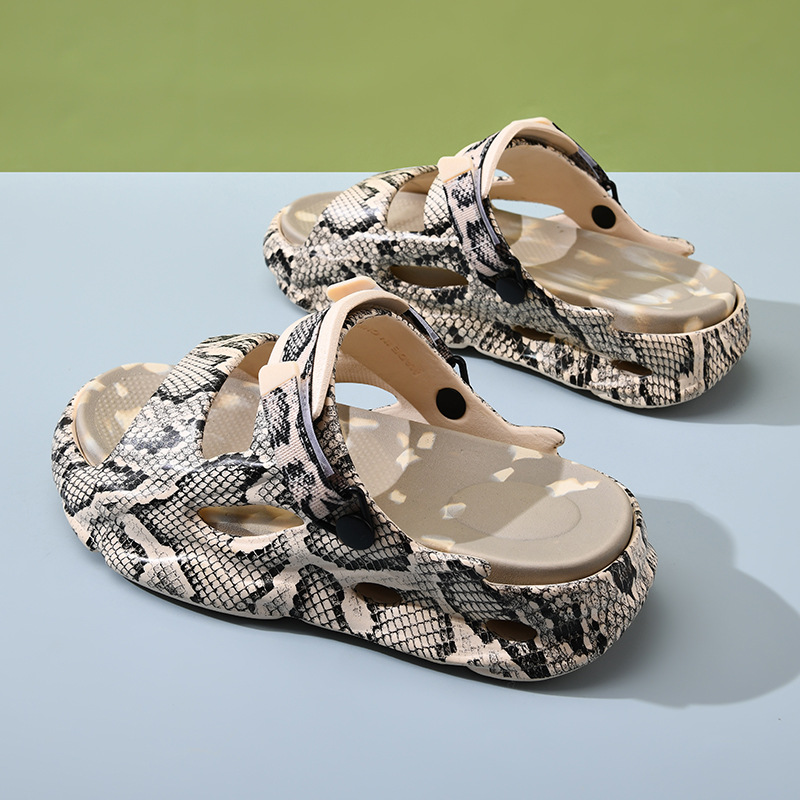 Nuevas zapatillas de piel de serpiente de verano, zapatillas frías de pareja resistentes al desgaste, alta sensación de EVA transpirables, antideslizantes, sandalias anti olor.