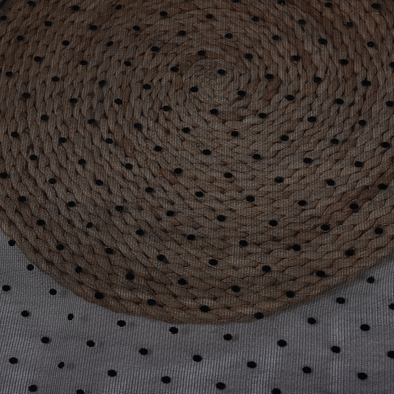 In stock elastic dot flocking mesh fabric polka dot black flocking mesh cloth headdress toy two-side elastic flocking
