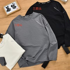 原版迪家三箭头男款圆领长袖T桖休闲百搭吸湿排汗轻盈透气