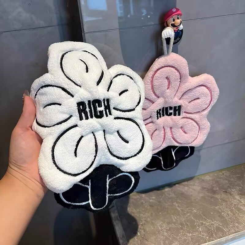 rich有钱花擦手巾双层挂式可爱超强吸水加厚毛巾手帕卫生间厨房|undefined