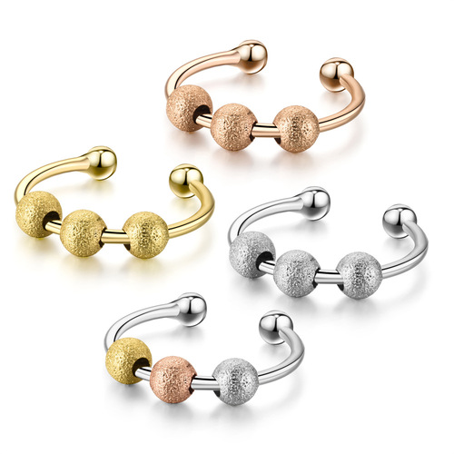  Amazon hot selling rotatable stress-reducing and anti-anxiety living pearl sand pearl ball creative ring source manufacturer
