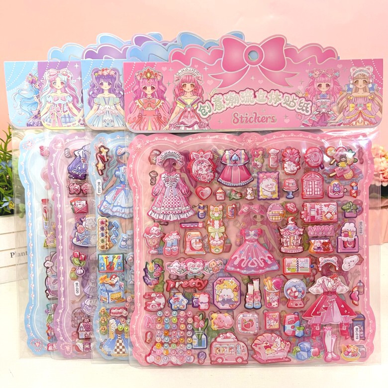 Cartoon Stereo Dress-up Double-layer Bubble Sticker Children Princess Girl Paste Sticker Reward Change Clothes Toy Cartoon Stereo Dress-up Double-layer Bubble Sticker Children Princess Girl Paste Sticker Reward Change Clothes Toy
