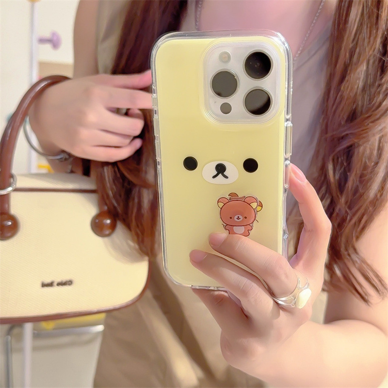 奶黄底轻松熊表情适用iPhone17苹果16ProMax/15/14手机壳新款少女|undefined