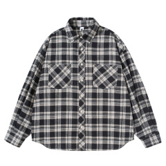 日系cityboy廓形文艺青年格纹长袖衬衫男女宽松vintage工装衬衣潮