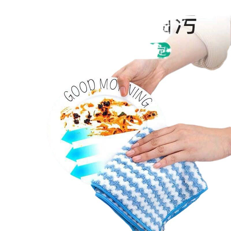 Microfiber kitchen cleaning cloth, polyester+nylon, high absorption, lint‑resistant, 25×25 / 30×40 cm