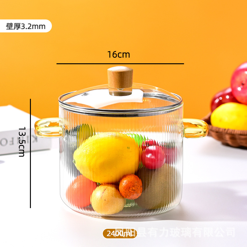 Olla de vidrio con alto contenido de borosilicato, olla de leche pequeña resistente a altas temperaturas, olla de sopa transparente, estufa de cerámica eléctrica, olla de vino hervido especial, olla de cocción