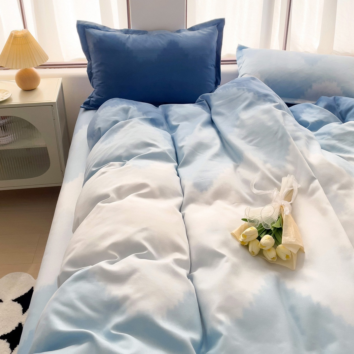 ins dormir desnudo cuatro piezas de sábanas de algodón imitación cubierta madre y bebé clase A dormitorio tres piezas de ropa de cama regalo