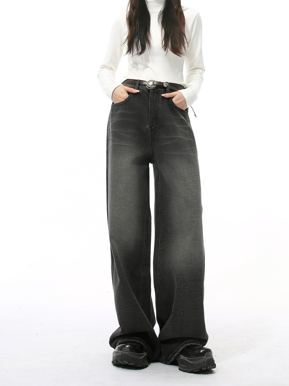 MTLCLOTHES Hombres| Nuevos productos de invierno estadounidenses de lavado de agua vibe piernas anchas rectas de limpieza jeans blancos