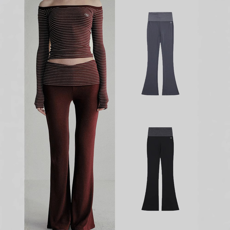 badblood Striped Slim-fit American Style Hot Girls Fashion New Soft Casual City Women's Threaded Hip Flared Pants badblood Striped Slim-fit American Style Hot Girls Fashion New Soft Casual City Women's Threaded Hip Flared Pants