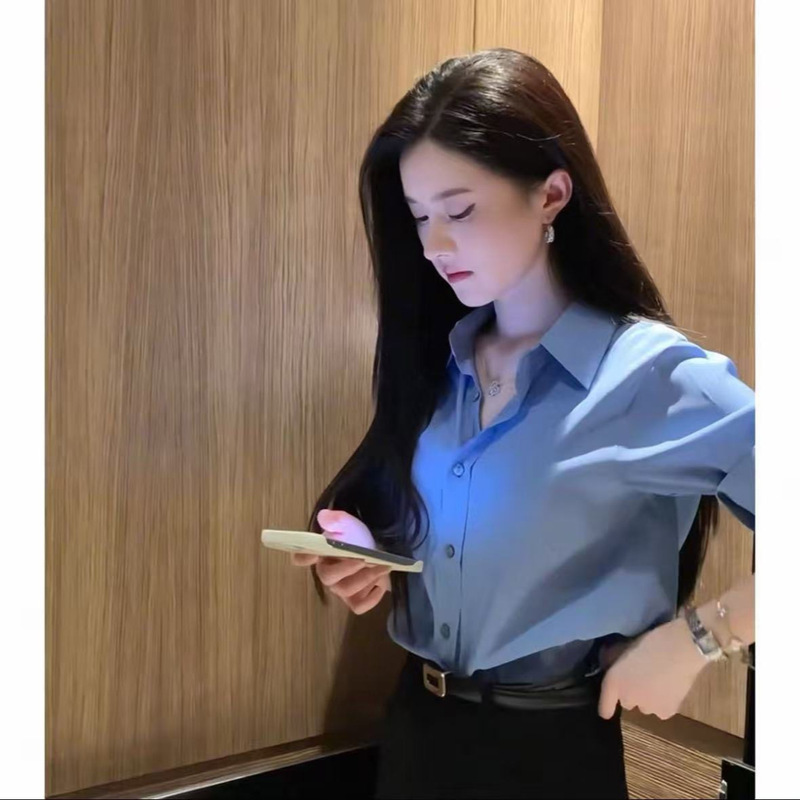 Liu Yifei's Same Style Shirt for Women, Elegant and Sophisticated, Old Money Style, Casual Loose Fit, Sun Protection + Wide-Leg Pants, Stylish for Work