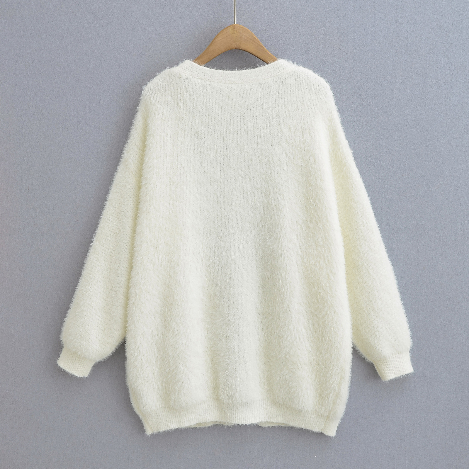 Soft and Lazy Imitation Mink Hair Mid Length Knitted Cardigan for Women's 2023 Autumn/winter New Loose and Thickened Sweater Coat_voghion.com