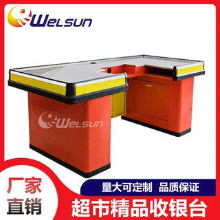 简约新款小型收银台柜台 不锈钢超市便利店台批发 定制桌收银台RC