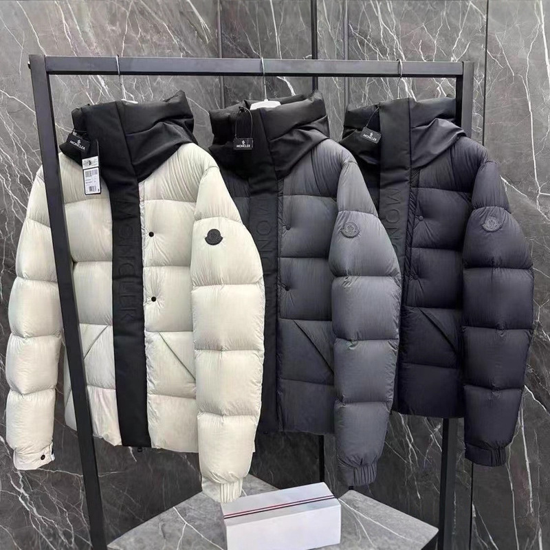 Cross-Border High-End Version Black Warrior Embossed Lettering Couple's Hooded Stand-Collar down Jacket Winter Men's White Black Gray Cross-Border High-End Version Black Warrior Embossed Lettering Couple's Hooded Stand-Collar down Jacket Winter Men's White Black Gray