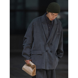 City fanpin 2023 Autumn New loose design brushed double breasted suit Japanese ins
