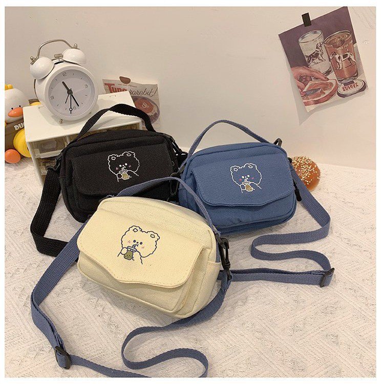 Canvas Bag, Simple Style, Fashionable and Casual Shoulder Bag, Mini Cute Animal Print Crossbody Bag, Simple and Versatile