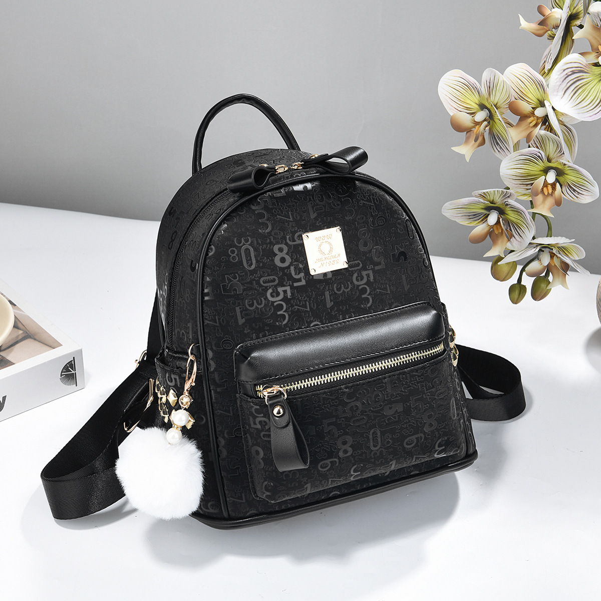 2026 nuevo temperamento retro alfanumérico impresión mochila de lujo mochila de mujer estudiantes bolsas de mujer casuales universales