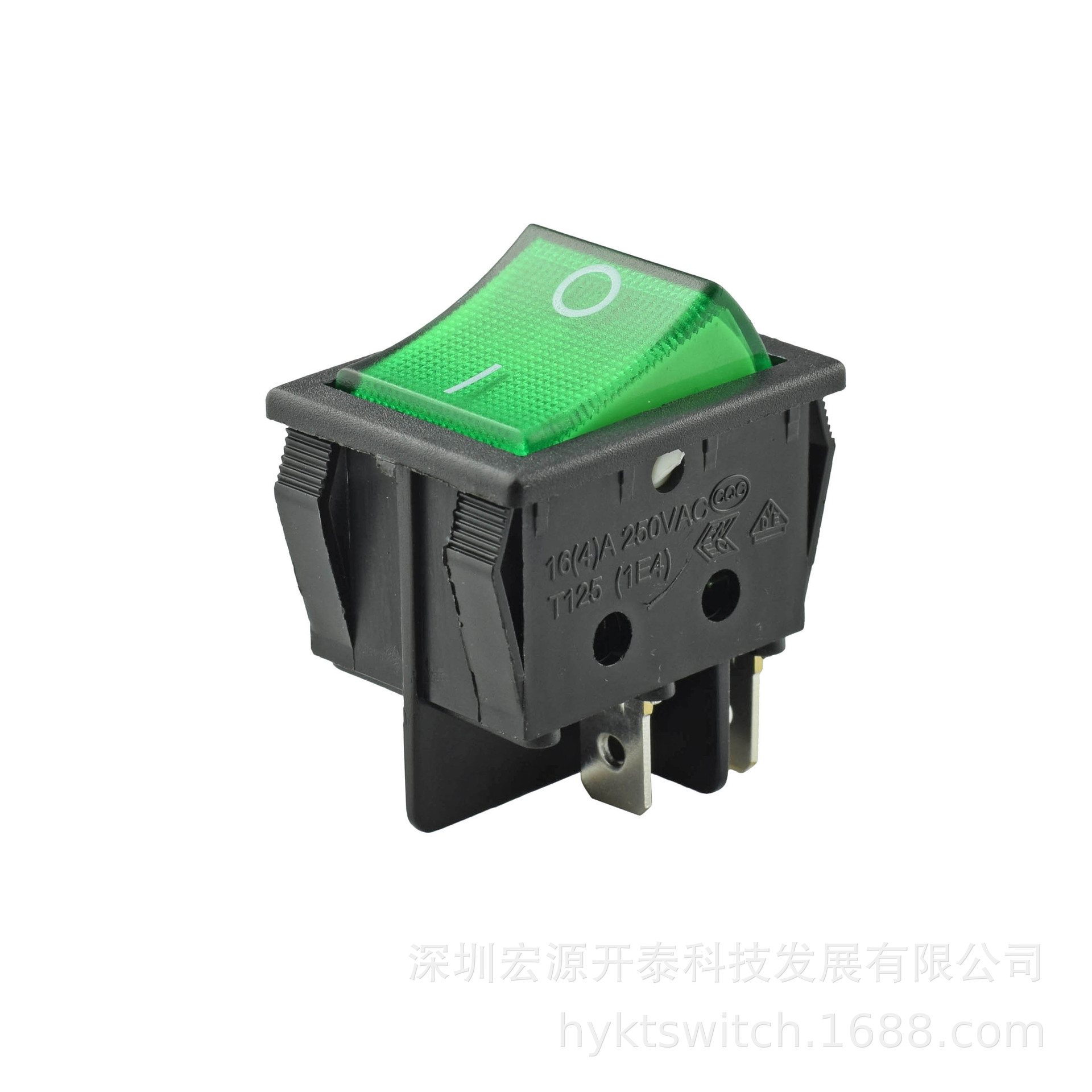 <促销>30*25船型开关 绿色带灯翘板开关 四脚两档质量可靠