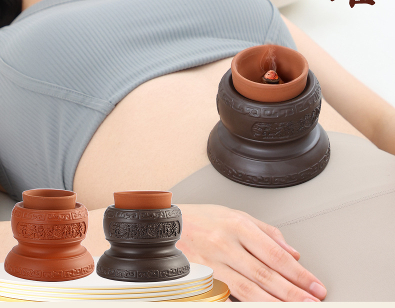 Moxibustion Navel Therapy Bowl Set Portable Single Hole Umbilical Moxa Tool with 20 Moxa Cones for Wellness Care overview